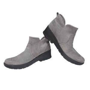 Bzees Bliss Evening Sky Grey Fabric Ankle Booties Size 11